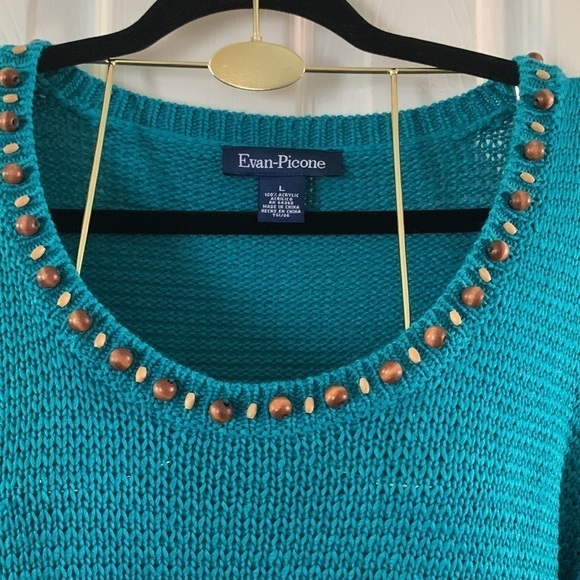 Evan-Picone Turquoise Blouse Size L #151 - Picture 2 of 8